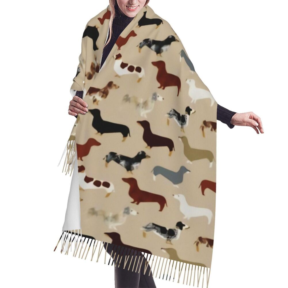 8557 Christmas Dachshund Women's Scarf Pashmina Shawl Wrap For Evening